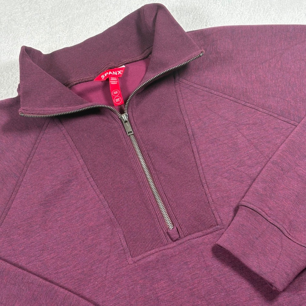 SPANX AirEssentials Brushed 1/2 Half Zip Tunic Women 3X Plus Plum Berry